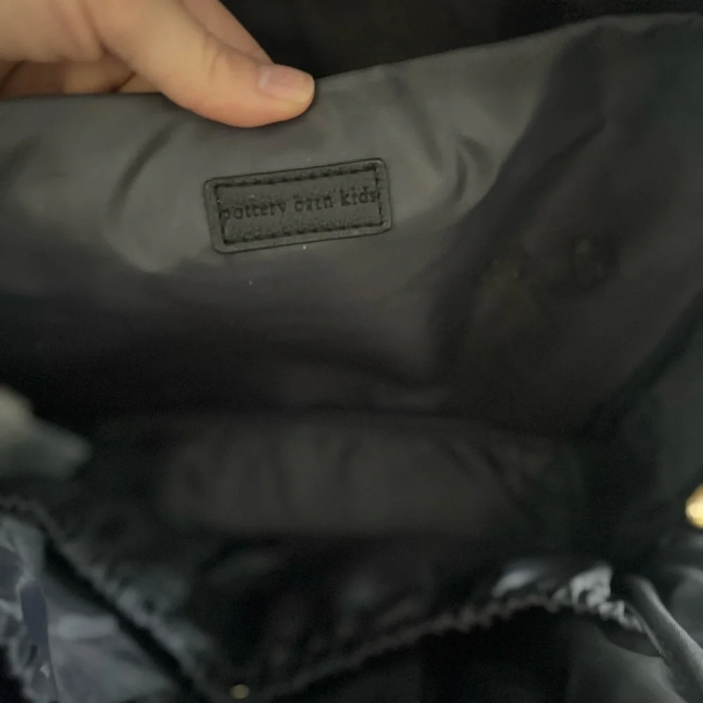 Pottery Barn Kids Black Leather Backpack/Diaper Bag